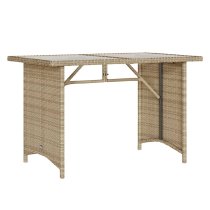 Ponce Rattan Glass Outdoor 3 Seater Dining Set In Beige Cream