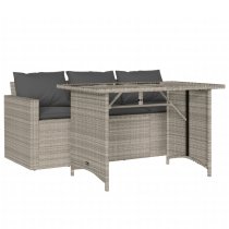 Ponce Rattan Glass Outdoor 3 Seater Dining Set In Grey