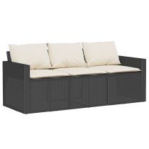 Ponce Rattan Wooden Outdoor 3 Seater Dining Set In Black Cream