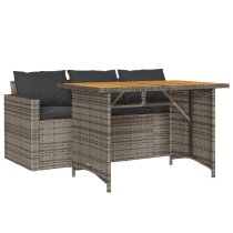 Ponce Rattan Wooden Outdoor 3 Seater Dining Set In Dark Grey