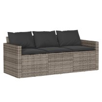 Ponce Rattan Wooden Outdoor 3 Seater Dining Set In Dark Grey