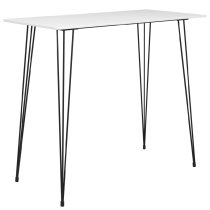 Pullman White Wooden Bar Table With 4 Metal Stools In Black Oak