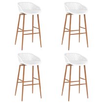 Pullman White Wooden Bar Table With 4 Metal Stools In Oak