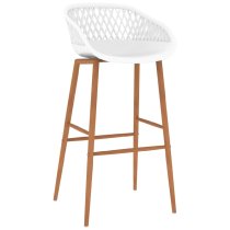 Pullman White Wooden Bar Table With 4 Metal Stools In Oak