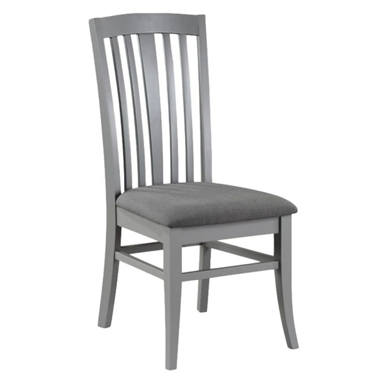 Roswell Wooden Dining Chair In Grey With Fabric Seat