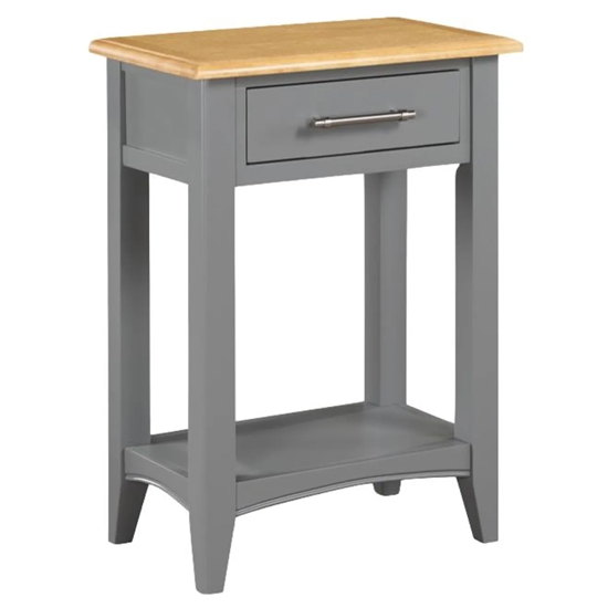 Roswell Wooden Telephone Table With 1 Drawer In Mid Oak And Grey