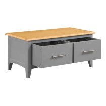 Roswell Wooden Coffee Table With 2 Drawers In Mid Oak And Grey