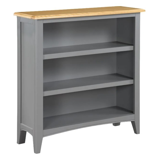 Roswell Wooden Bookcase With 2 Shelves In Mid Oak And Grey