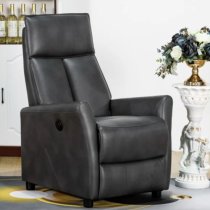 Liberty Electric Faux Leather Reclining Chair In Grey