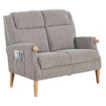 Ledyard Fabric 2 Seater Sofa In Latte With Wooden Legs