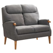 Ledyard Fabric 2 Seater Sofa In Grey With Wooden Legs