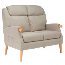 Ledyard Fabric 2 Seater Sofa In Taupe With Wooden Legs