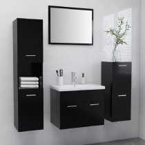 Preston Wooden 60cm Bathroom Furniture Set In Black