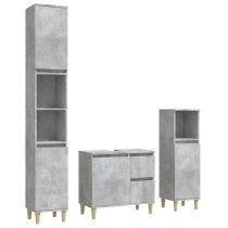 Pueblo Wooden 3 Piece Bathroom Furniture Set In Concrete Grey