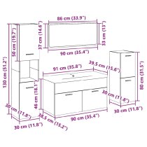 Preston Wooden 90cm Bathroom Furniture Set In Black White