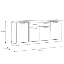 Caneadea Wooden Sideboard With 4 Doors 2 Drawers In Artisan Oak