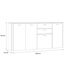 Kanata Wooden Sideboard With 4 Doors 2 Drawers In Grey And Oak