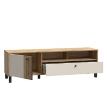 Greeley Wooden TV Stand With 1 Door 1 Drawer In Cream And Oak