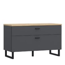 Kanata Wooden TV Stand With 1 Flip Door 1 Drawer In Grey And Oak