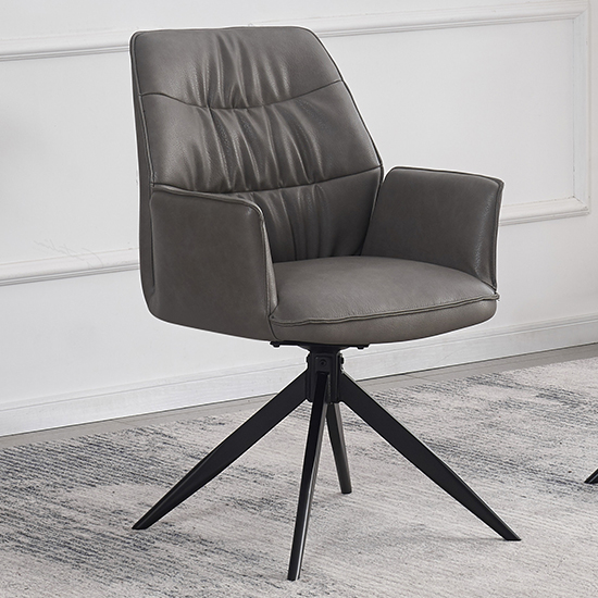 Beloit Faux Leather Dining Chair In Storm Grey