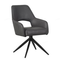 Elyrica Faux Leather Dining Chair In Dark Grey