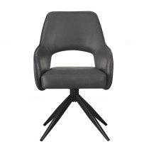 Elyrica Faux Leather Dining Chair In Dark Grey