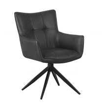 Flint Dark Grey Faux Leather Dining Chairs In Pair