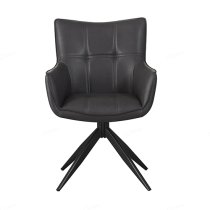 Flint Dark Grey Faux Leather Dining Chairs In Pair