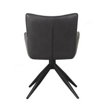 Flint Dark Grey Faux Leather Dining Chairs In Pair