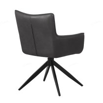 Flint Dark Grey Faux Leather Dining Chairs In Pair