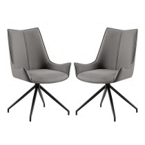 Zurich Grey Faux Leather Dining Chairs In Pair