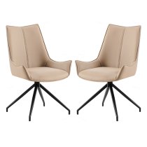 Zurich Mink Faux Leather Dining Chairs In Pair