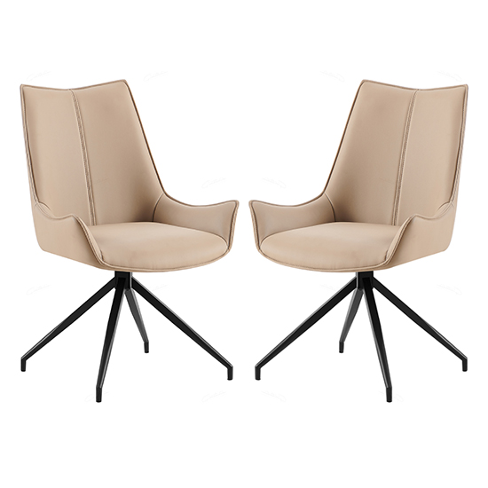 Zurich Mink Faux Leather Dining Chairs In Pair