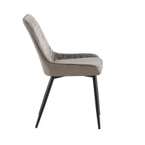 Newry Velvet Dining Chair In Grey With Black Metal Legs