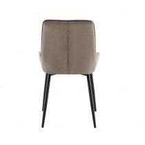 Newry Velvet Dining Chair In Grey With Black Metal Legs