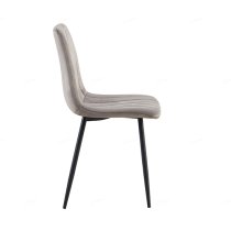 Terrell Velvet Dining Chair In Grey With Black Metal Legs