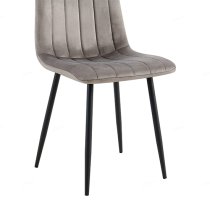 Terrell Velvet Dining Chair In Grey With Black Metal Legs