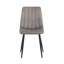 Terrell Velvet Dining Chair In Grey With Black Metal Legs