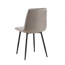 Terrell Velvet Dining Chair In Grey With Black Metal Legs