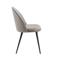 Zebulon Velvet Dining Chair In Grey With Black Metal Legs