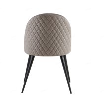 Zebulon Velvet Dining Chair In Grey With Black Metal Legs