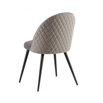 Zebulon Velvet Dining Chair In Grey With Black Metal Legs