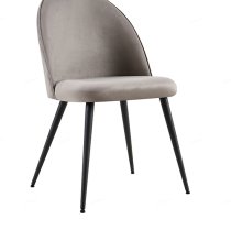 Zebulon Velvet Dining Chair In Grey With Black Metal Legs