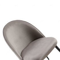 Zebulon Velvet Dining Chair In Grey With Black Metal Legs