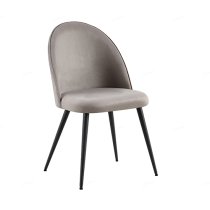 Zebulon Grey Velvet Dining Chairs With Black Metal Legs In Pair