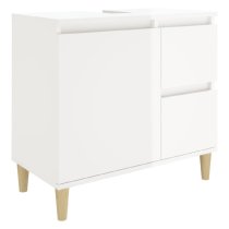 Prague High Gloss Vanity Unit With Oak Legs In White