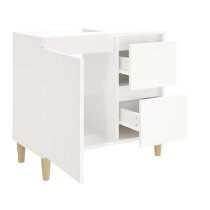 Prague High Gloss Vanity Unit With Oak Legs In White