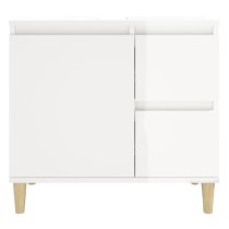 Prague High Gloss Vanity Unit With Oak Legs In White