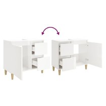 Prague High Gloss Vanity Unit With Oak Legs In White