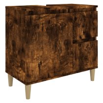 Prague Wooden Vanity Unit With Oak Legs In Smoked Oak